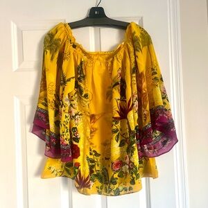 Camilla Vibrant Yellow and Purple Floral Blouse